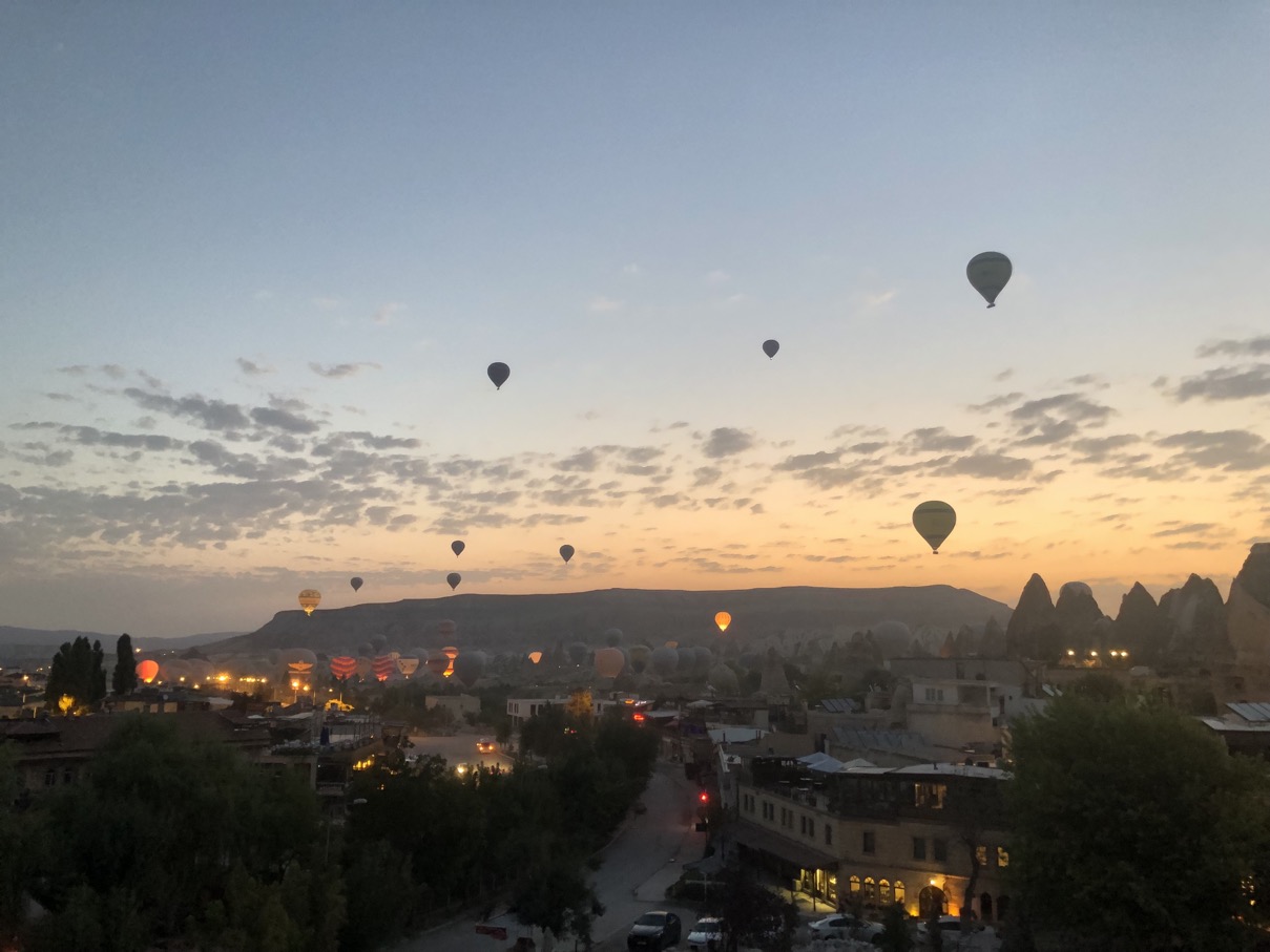 Early morning hot air balloons, Goreme, Central Turkey. (September 2022)